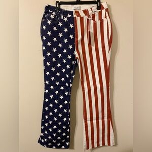 New NWT Judy‎ Blue Stars and Stripes American Flag Flare Leg Jeans Size 15
